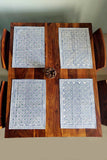Blue Mahjong Canvas Handblock Mats Set of 4