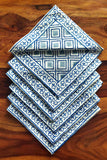 Blue Mahjong Cotton Napkins Set of 6 with Handblock Print