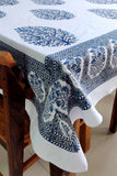 Blue Tessellate Cotton Handblock Table Cover