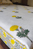 Cotton Handblock Bedsheet Marigold