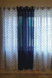 Cotton Handblock Curtain Azure Fern