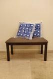 Blue Tulips Cotton Handblock Cushion Cover 18 by 18
