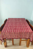 Cotton Handblock Table Cover Red Mosaic