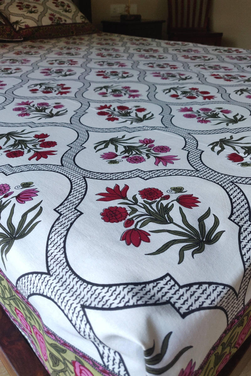 Cotton Jaipuri Bedsheet Carnations