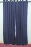 Cotton Plain Curtain Navy Blue
