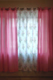 Cotton Plain Curtain Pink Ruffles