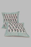 Disc flower cotton cushion cover with handblock