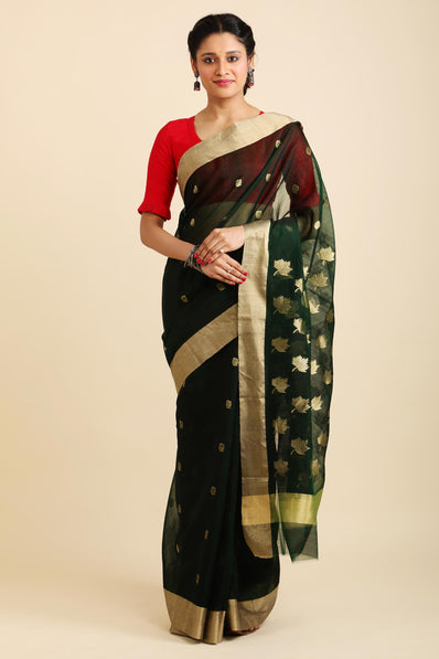 Stunning Red Handloom Chanderi Pure Katan Silk Saree – Luxurion World