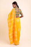 Sunflower Chanderi Cotton Silk Saree with Handblock