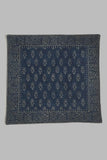 Indigo flower cotton cushion cover with handblock