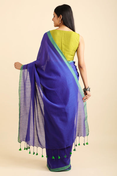 Chanderi Plain Border Saree with Blouse Piece, Saree Length: 6.3 m at Rs  495 in Surat