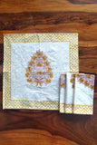 Marigold Bouquet Cotton Napkins Set of 4 with Handblock Print