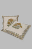 Marigold cotton cushion cover with handblock