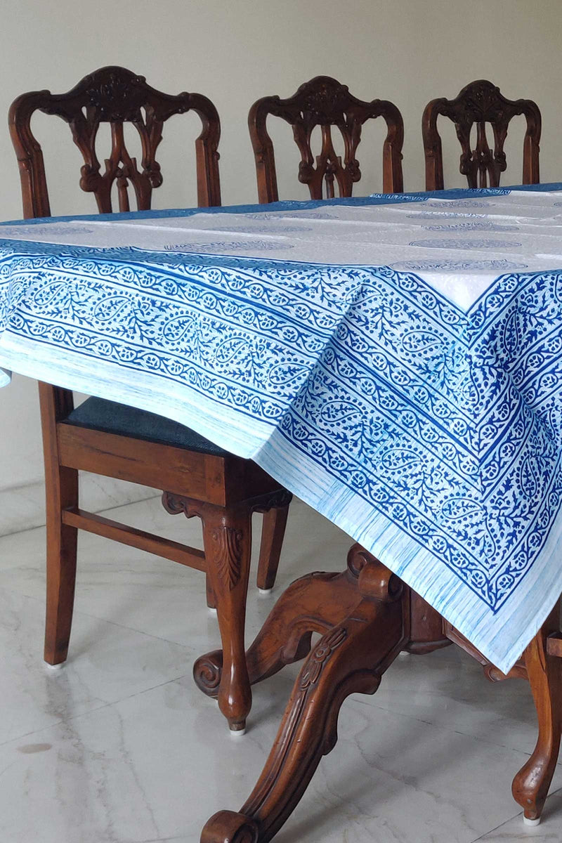 Neela Paan Cotton Handblock Table Cover