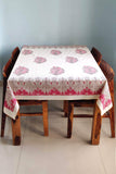 Pink Tessellate Cotton Handblock Table Cover