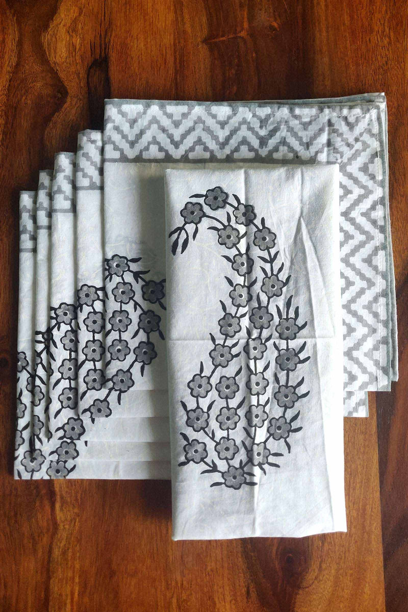 Saleti Morepankh Cotton Napkins Set of 6 with Handblock Print