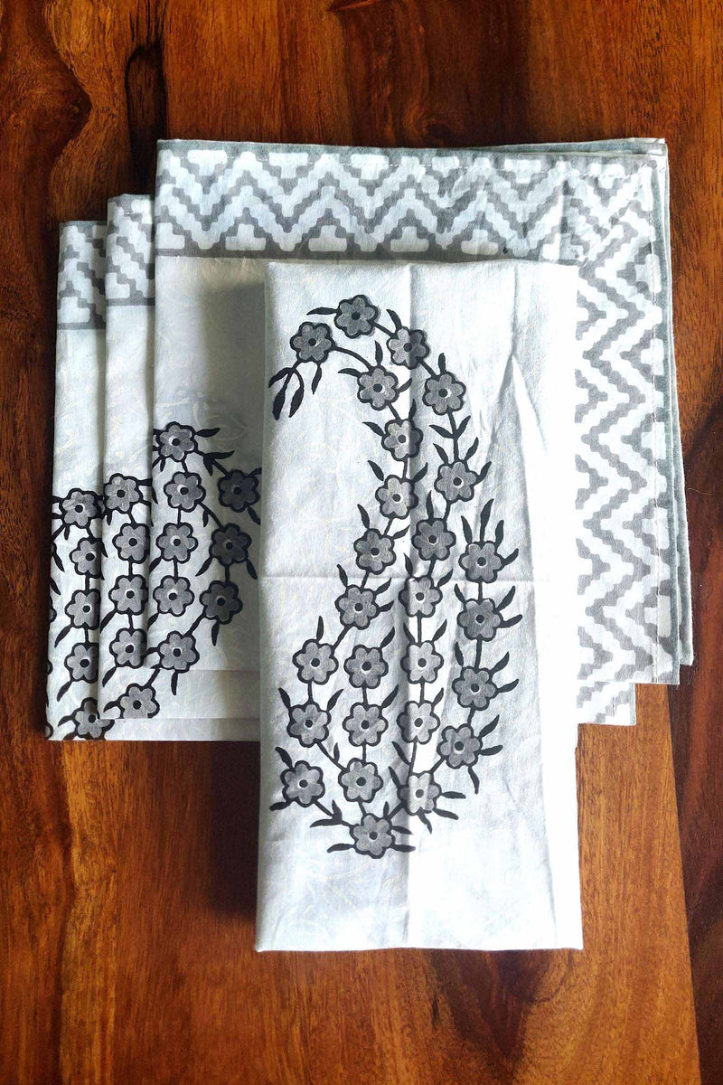 Saleti Morepankh Cotton Napkins Set of 4 with Handblock Print