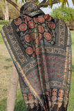 Trellis Chanderi Cotton Silk Dupatta with Ajrakh Handblock